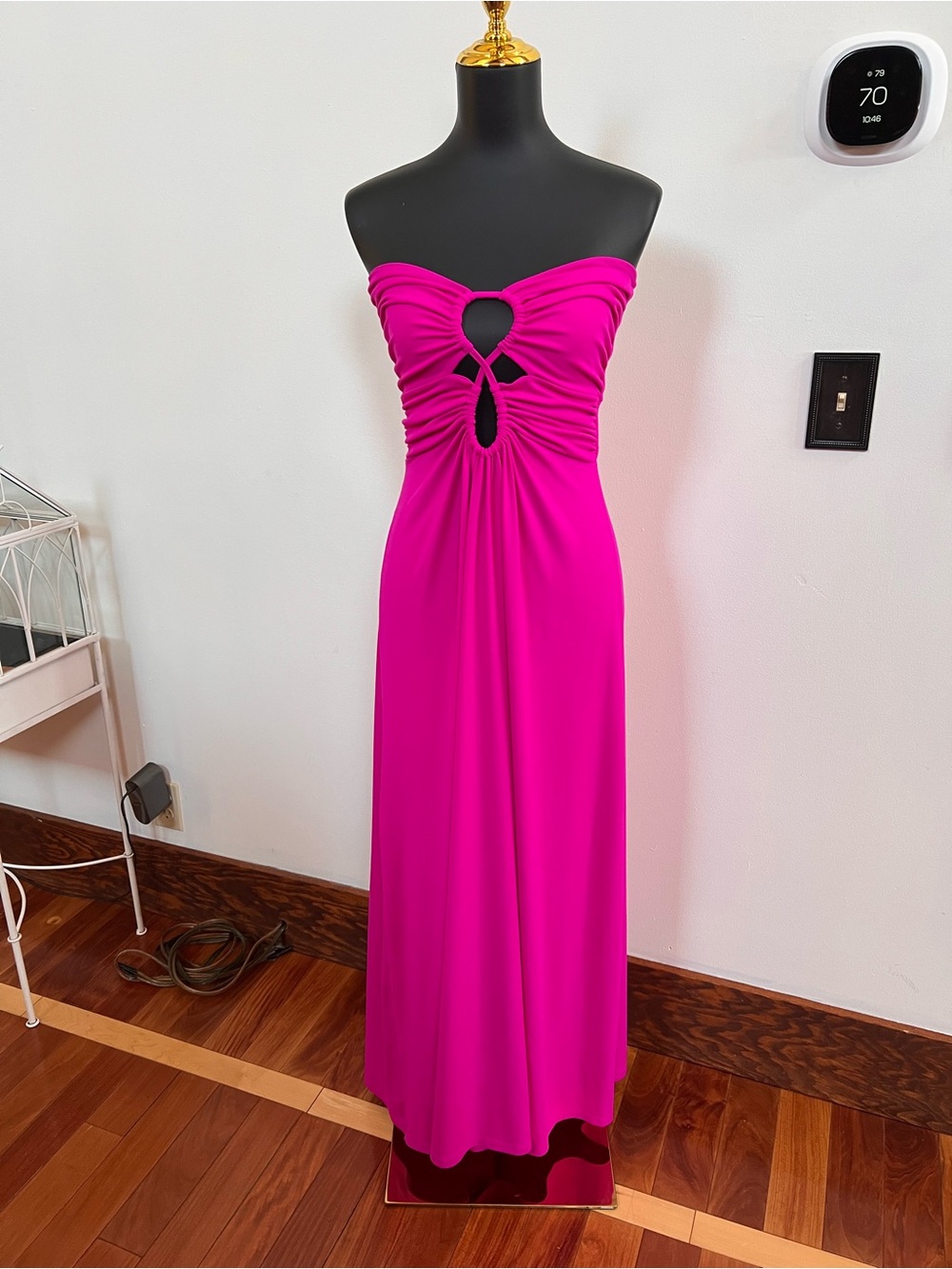 Strapless Cutout Maxi Dress in Hot Pink sz L